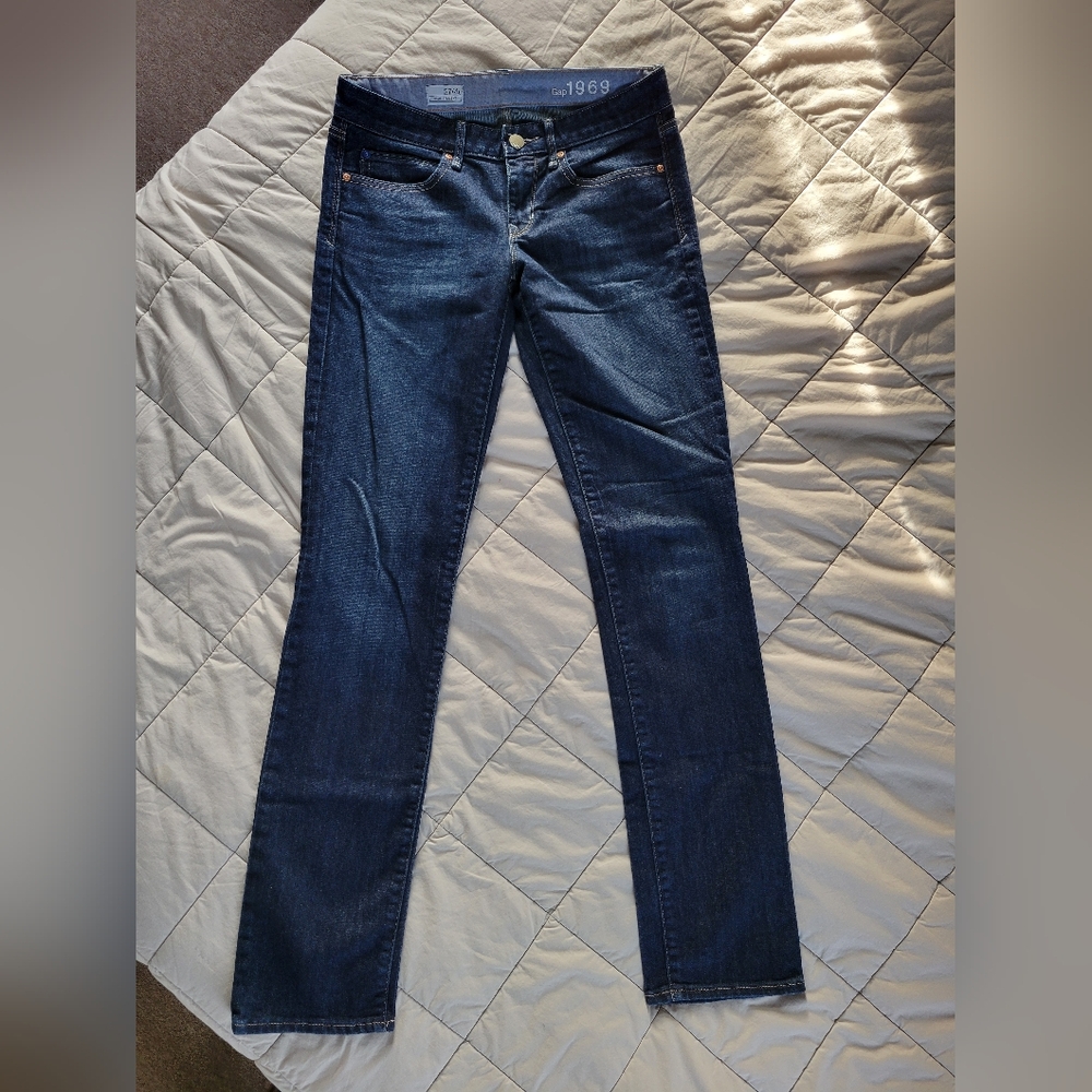 Gap Real Straight Jeans Dark Wash 27 4 Long